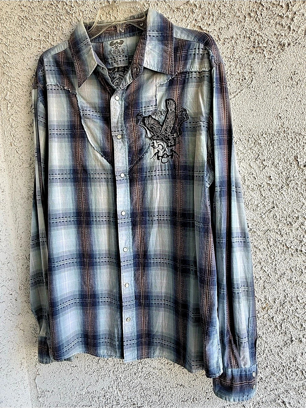 Affliction Men's Plaid Embroidered Button Down